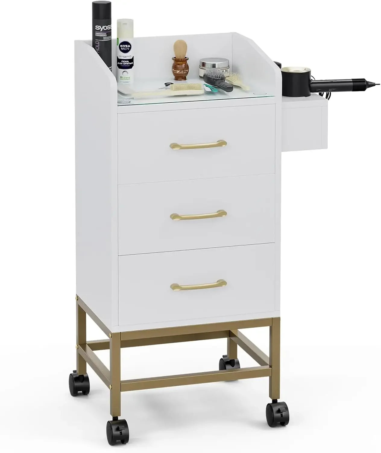 Beauty Salon Storage Trolley Cart,Salon Styling Station Cabinet.
