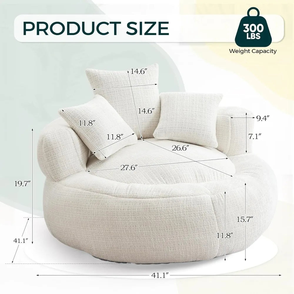 Large Oversized Bean Bag Sofa for Adults with Pillows & Foam Filling