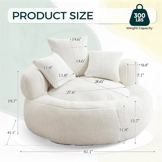 Large Oversized Bean Bag Sofa for Adults with Pillows & Foam Filling