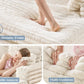 53" Off-White Upholstered Chaise Lounge Sleeper with Pillows & Armrests