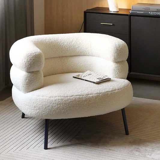 Modern Lambswool Accent Chair with Curved Backrest for Living Room & Bedroom
