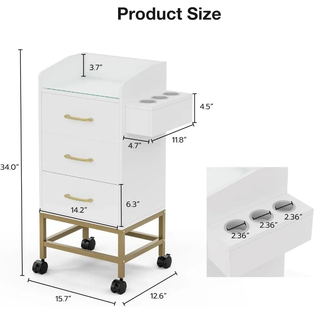 Beauty Salon Storage Trolley Cart,Salon Styling Station Cabinet.