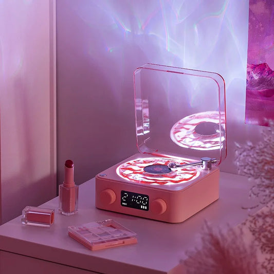 Speaker Wireless Bluetooth Vinyl Record Player Stereo Sound RGB Projection Lamp Effect
