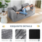 Two-Seat Upholstered Bean Bag Sofa with Pillows & Armrests, Fluffy Loveseat