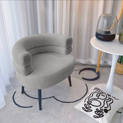 Modern Lambswool Accent Chair with Curved Backrest for Living Room & Bedroom