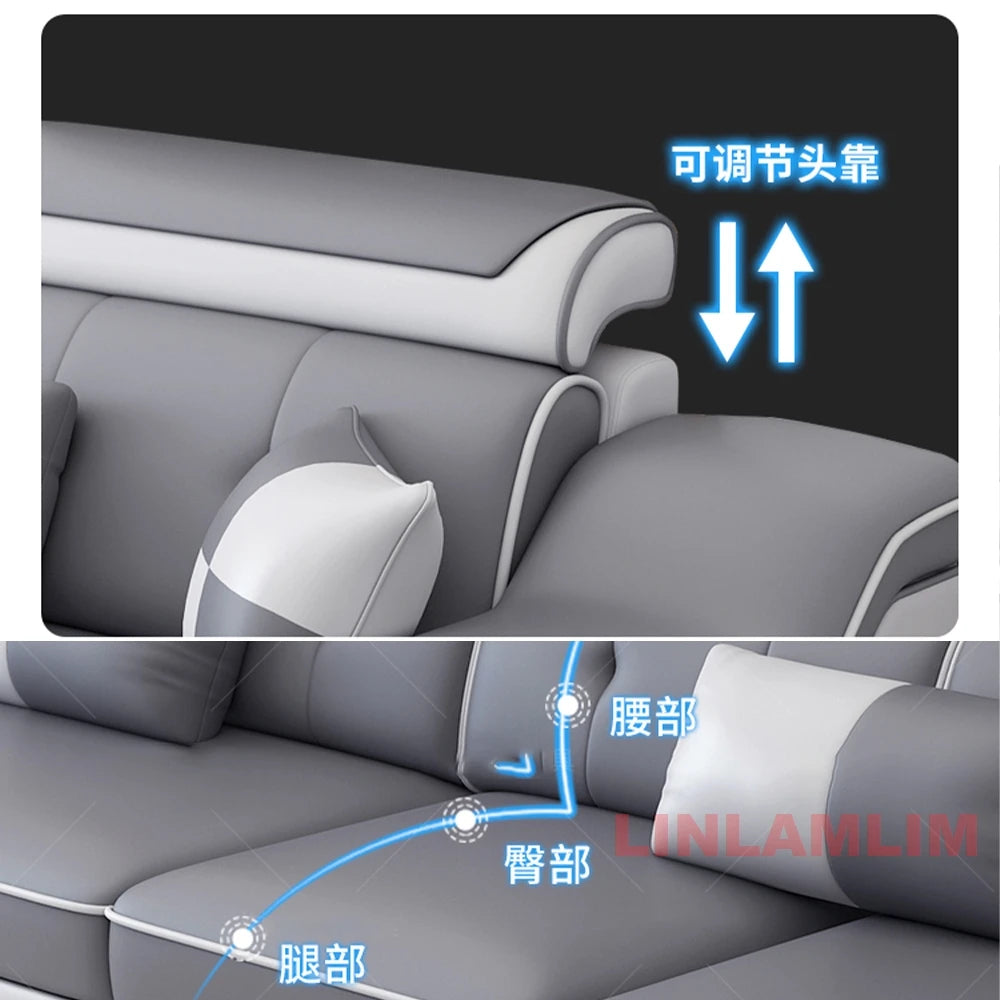 MANBAS Modern Sectional Sofa with Chaise Lounge, Bluetooth Speakers & USB Ports