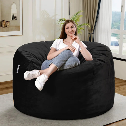 3Ft Luxurious Velvet Bean Bag Chair with Ultra Soft Fur & Memory Foam