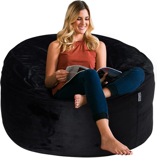3Ft Luxurious Velvet Bean Bag Chair with Ultra Soft Fur & Memory Foam