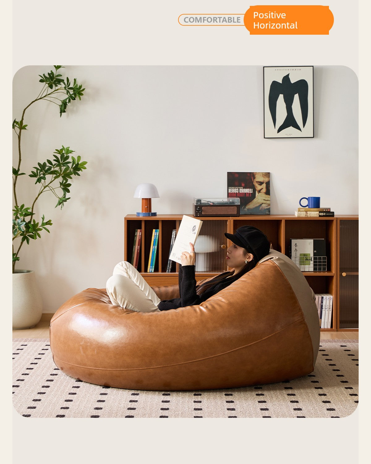 Little Four Reclining Ins Leather Creative Bean Bag Sofa