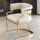 Beige Designer Dining Chairs with Gold Legs & Floor Protectors